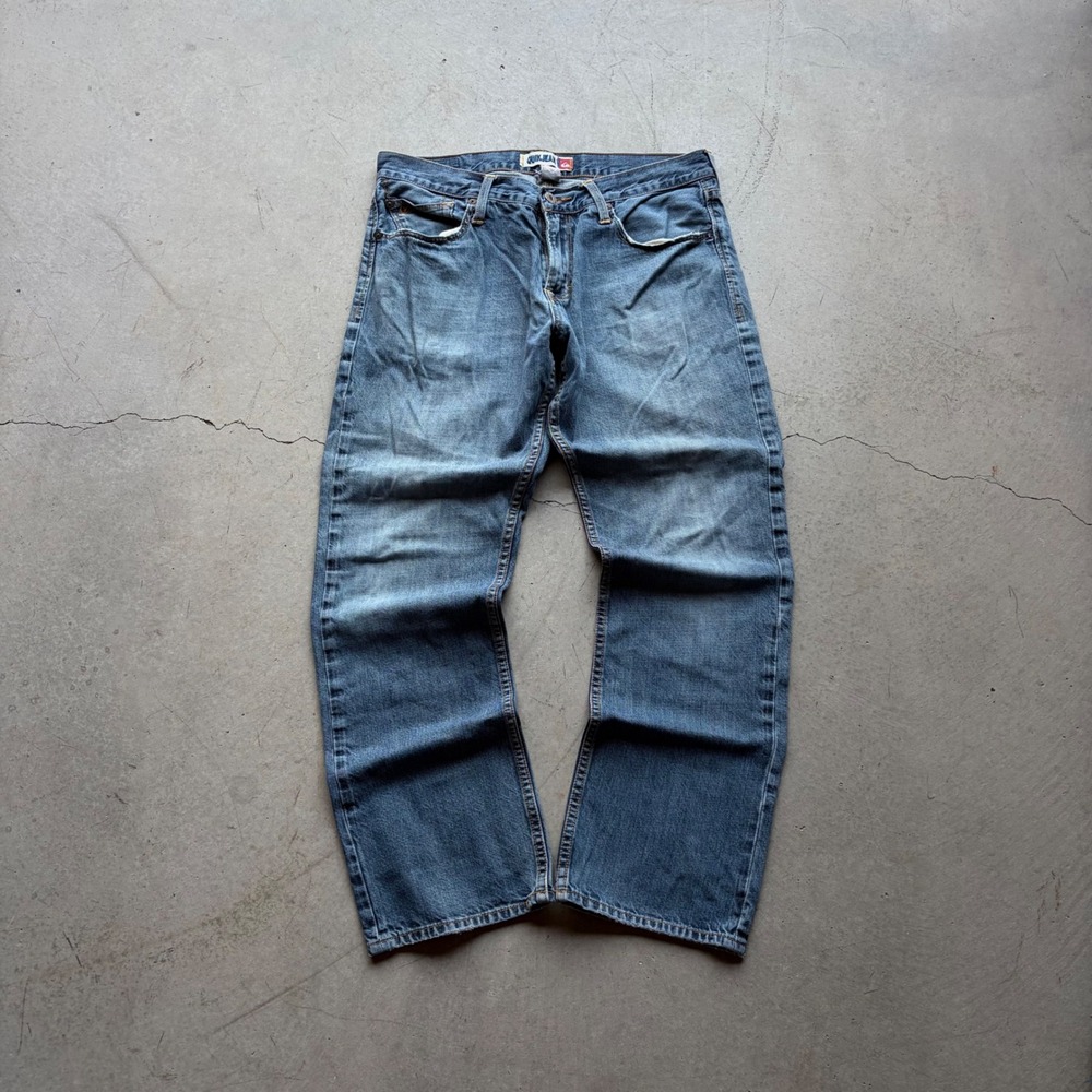 Y2K Quiksilver Mens 34 Regular Straight Leg Denim Blue Jeans Medium Wash